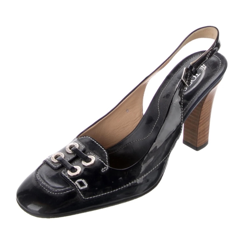 TOD'S Slingbacks (Indigo) - Vintage patent leather, deep navy blue